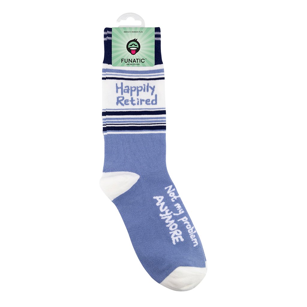 Happily Retired - Not My Problem Anymore Socks | Funny Socks - HER Home Design Boutique